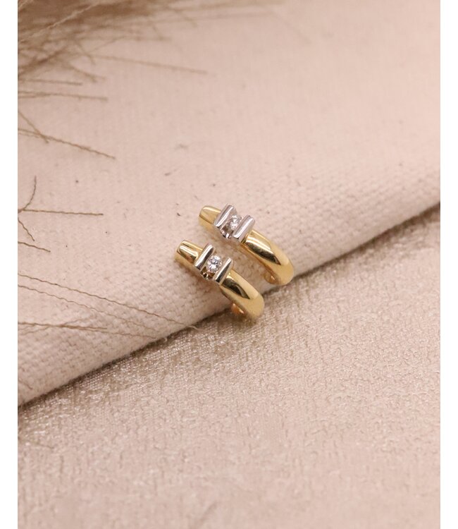 R&C Bicolor gouden oorknoppen Camille 2 x 0,03ct