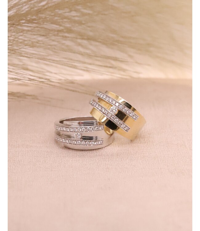 R&C Bicolor gouden ring Galla RIN0052-PAVE