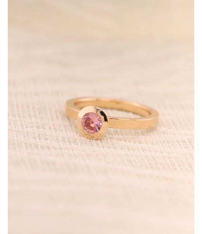 R&C Rosegouden ring Panama met roze toermalijn 4110