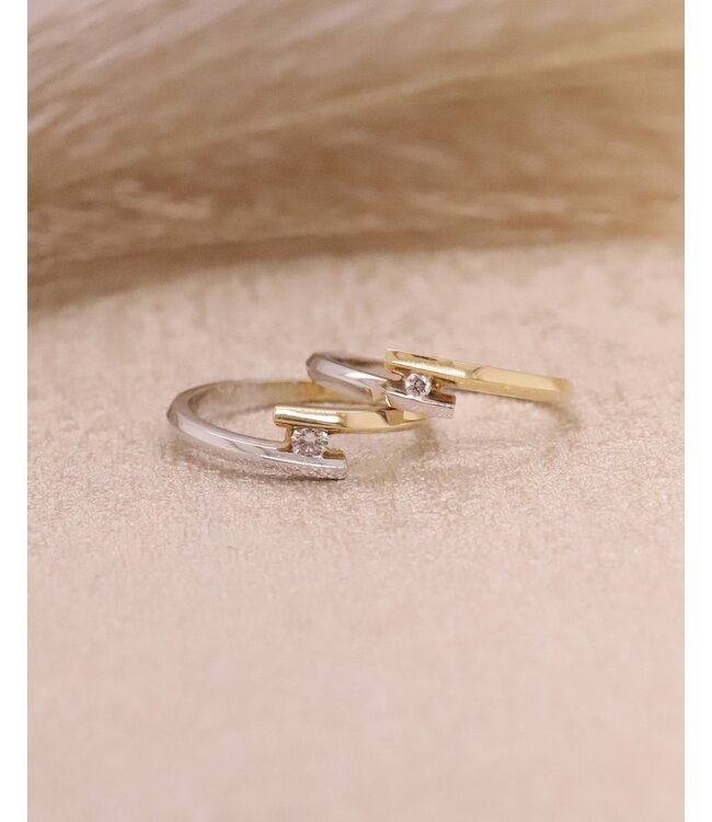 R&C Bicolor gouden ring Penelope met diamant 0.07ct