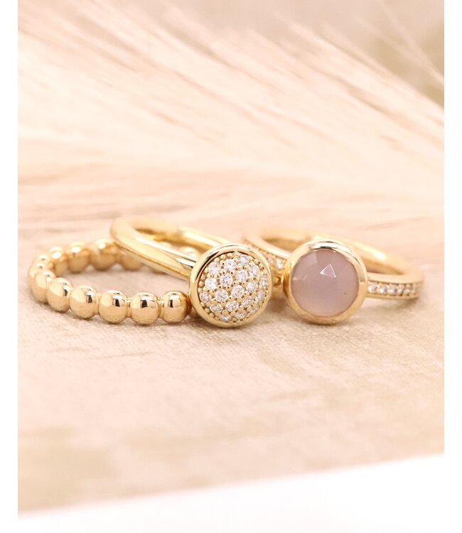 ROEMER by Bregje ring Single Bubble Diamond 18K geelgoud met Chalcedoon