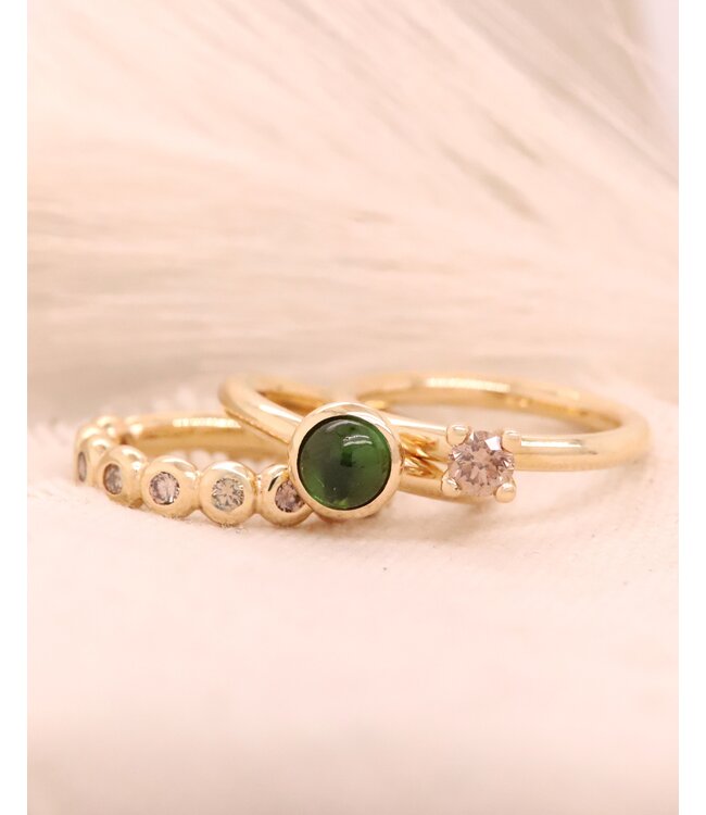 ROEMER by Bregje 18k geelgouden  ring Single Bubble met groene Toermalijn