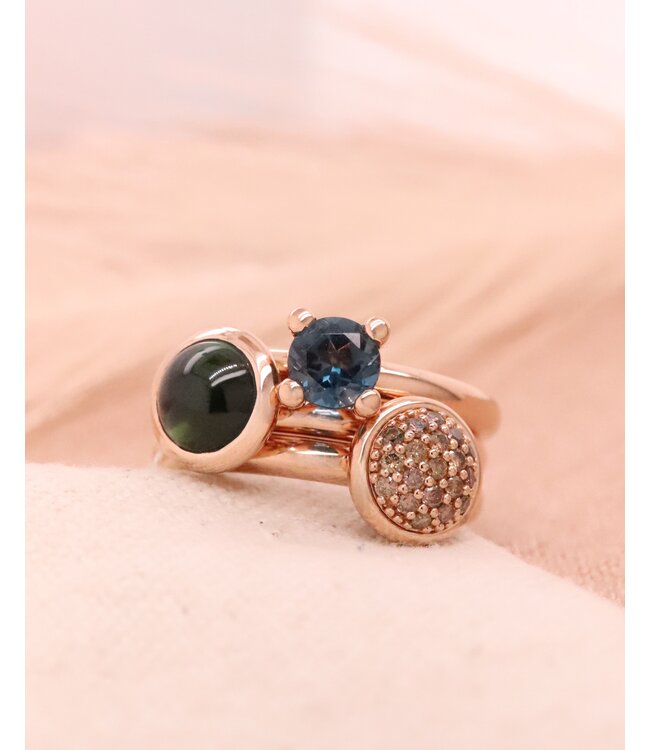 ROEMER by Bregje ring Lily 18K roségoud met London Blue Topaas