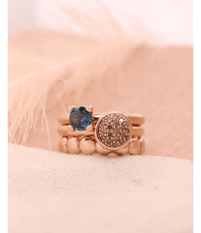 ROEMER by Bregje ring Lily 18K roségoud met London Blue Topaas