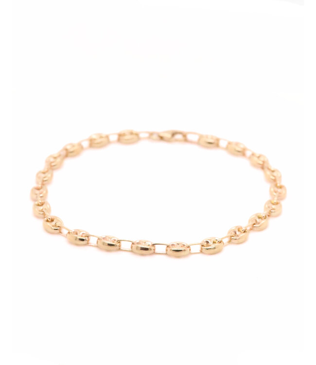 ROEMER Geelgouden armband koffieboonschakel 19,5 cm