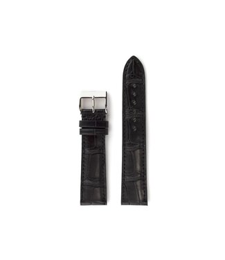 ROEMER ROEMER horlogeband krokodillenleder zwart luxe 20/18 mm large