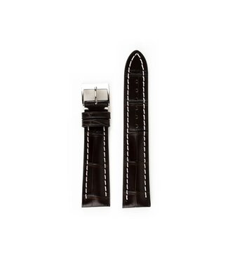 ROEMER ROEMER horlogeband krokodillenleder chocoladebruin luxe 20/18 mm large