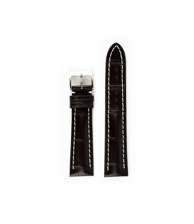 ROEMER horlogeband krokodillenleder chocoladebruin luxe 20/18 mm large