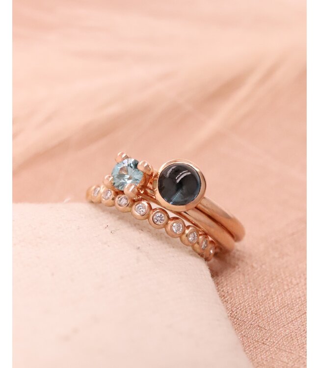 ROEMER by Bregje ring Lily Mini 18K roségoud met natuurlijke blauwe zirkoon