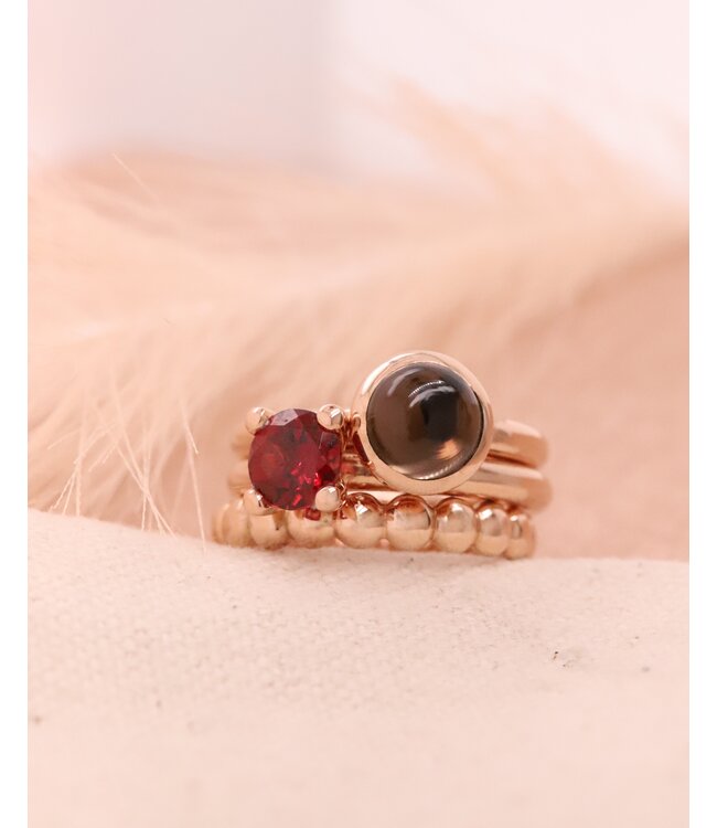 ROEMER by Bregje Ring single bubble 18k rosegoud met Rookkwarts