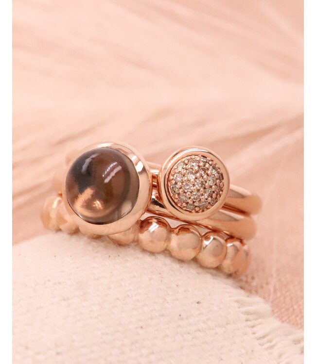 ROEMER by Bregje Ring single bubble 18k rosegoud met Rookkwarts