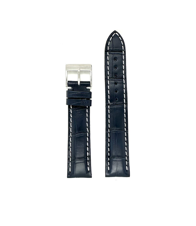 ROEMER horlogeband krokodillenleder marineblauw luxe 22/20 mm large