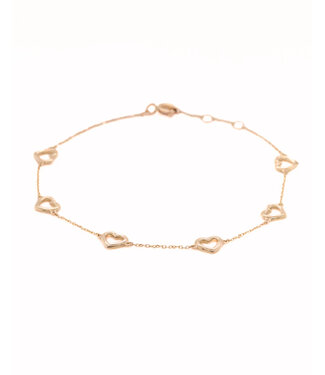ROEMER ROEMER geelgouden armband 6 hartjes