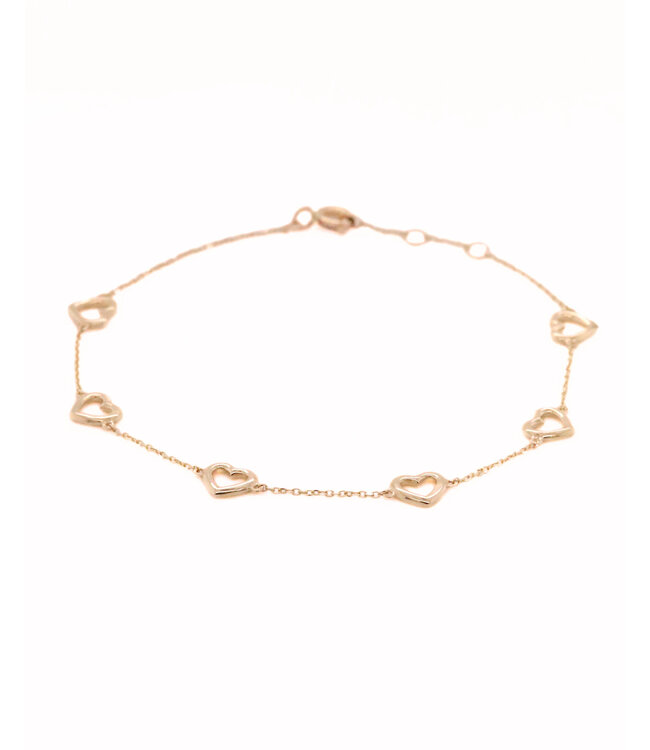 ROEMER geelgouden armband 6 hartjes