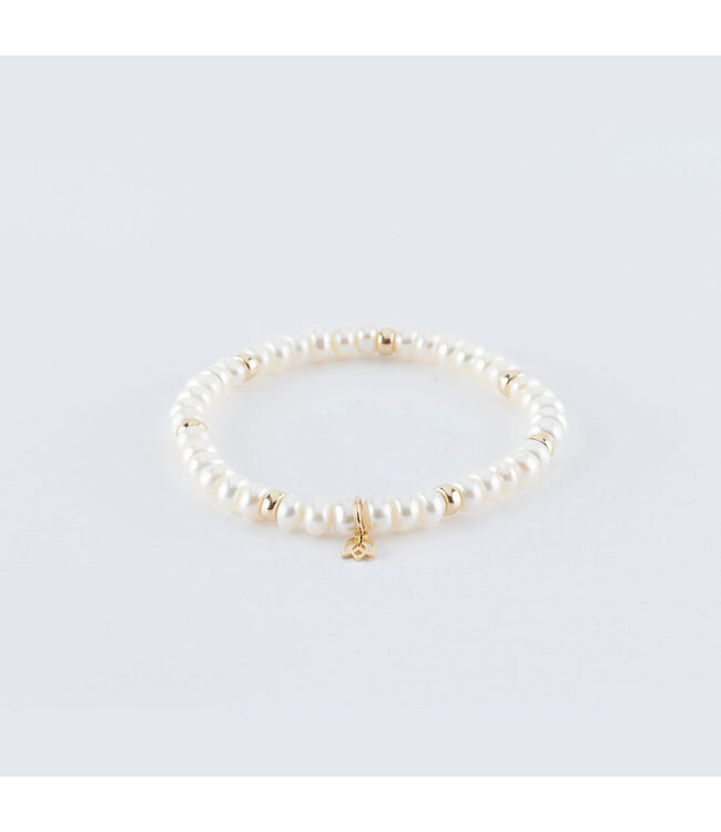 Y&G armband zoetwaterparels met gouden beads 14k P7000