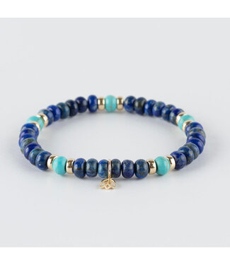 Y&G Y&G armband lapis lazulli, turquoise en gouden beads 14k 10SP0005