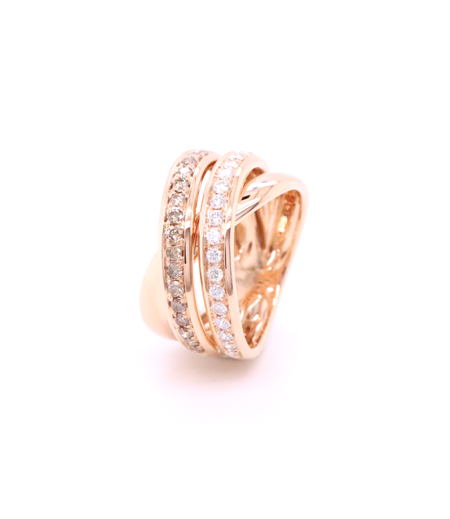Positano Ring 18k roségoud 7952/ARBD 0.80ct diamant & cognac diamant maat 54