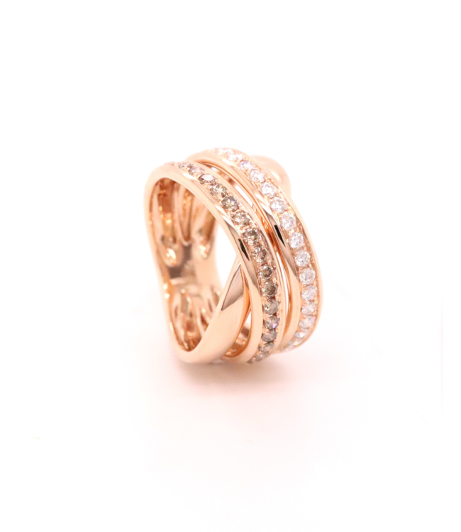 Positano Ring 18k roségoud 7952/ARBD 0.80ct diamant & cognac diamant maat 54