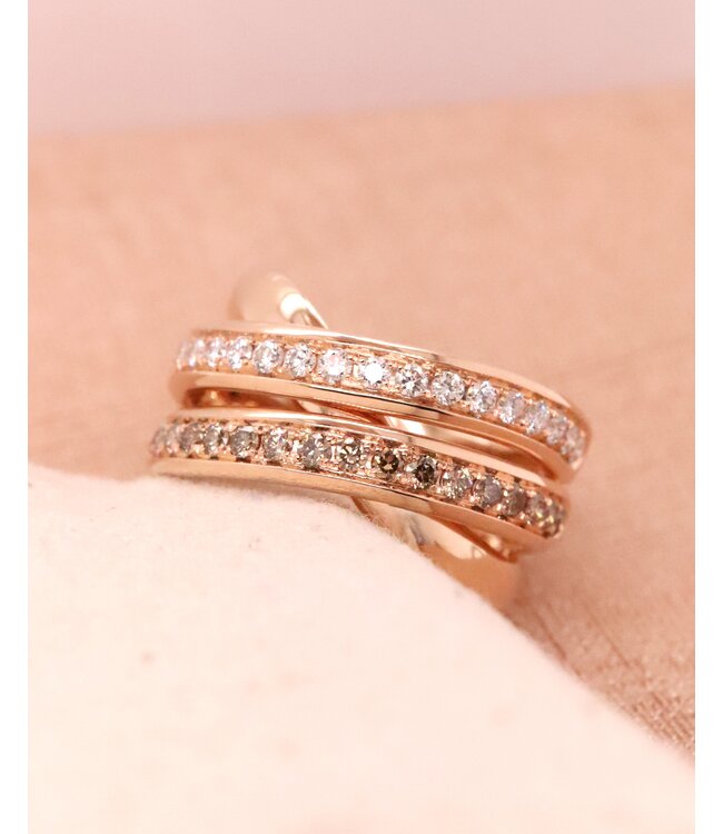 Positano Ring 18k roségoud 7952/ARBD 0.80ct diamant & cognac diamant maat 54