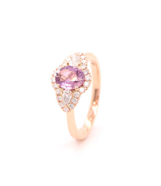 Positano Positano Ring 18k roségoud 8046/ARPS 1.07ct roze Saffier & 0.40ct Diamant maat 54