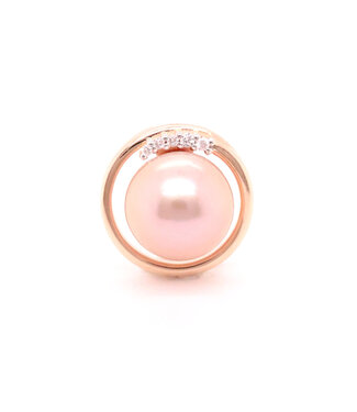ROEMER ROEMER hanger roségoud 14k 0.035ct diamant & parel