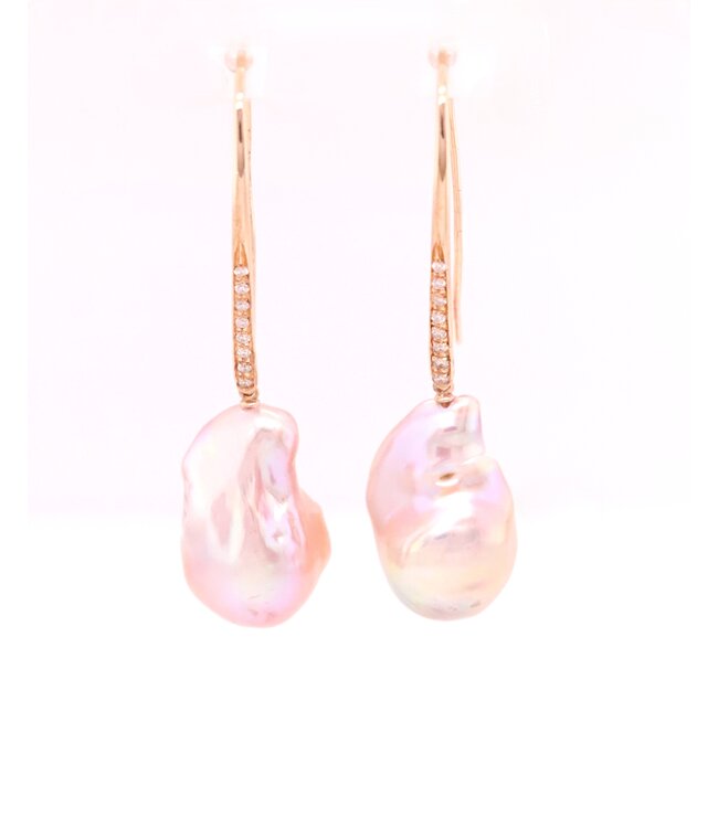 ROEMER oorhangers roségoud 14k met barokke parels