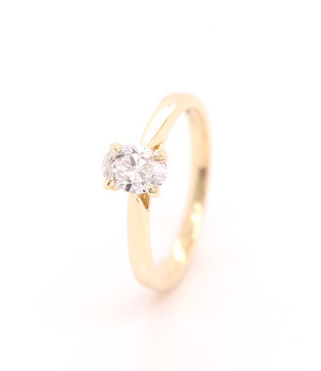 Tomylo Ring 14k geelgoud LAB Grown Oval diamant 0.64ct maat 56