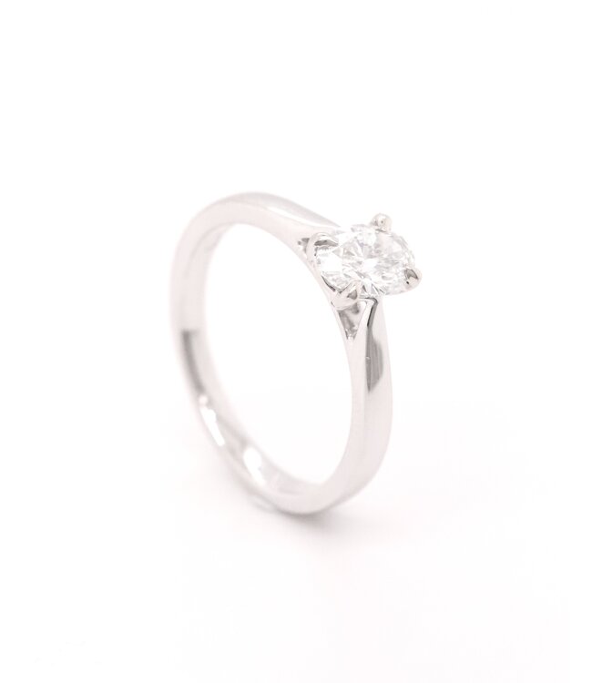 Tomylo Ring 14k witgoud LAB Grown Oval diamant 0.63ct maat 53