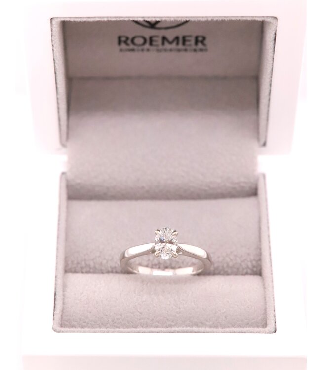 Tomylo Ring 14k witgoud LAB Grown Oval diamant 0.63ct maat 53