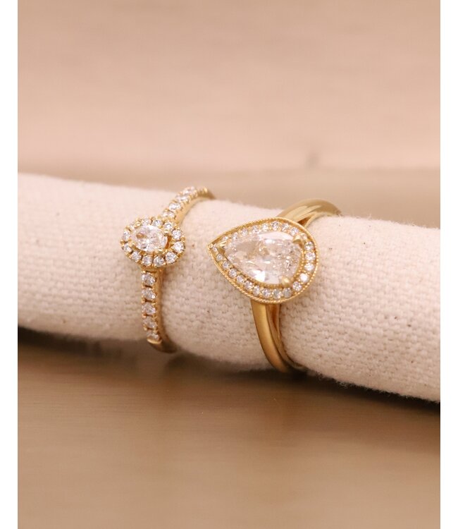 ROEMER 18K geelgouden ring met diamant 1.26ct peer geslepen