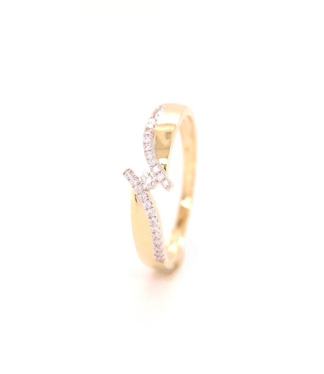 Passione ring goud 14k met diamant 0.14ct maat 53