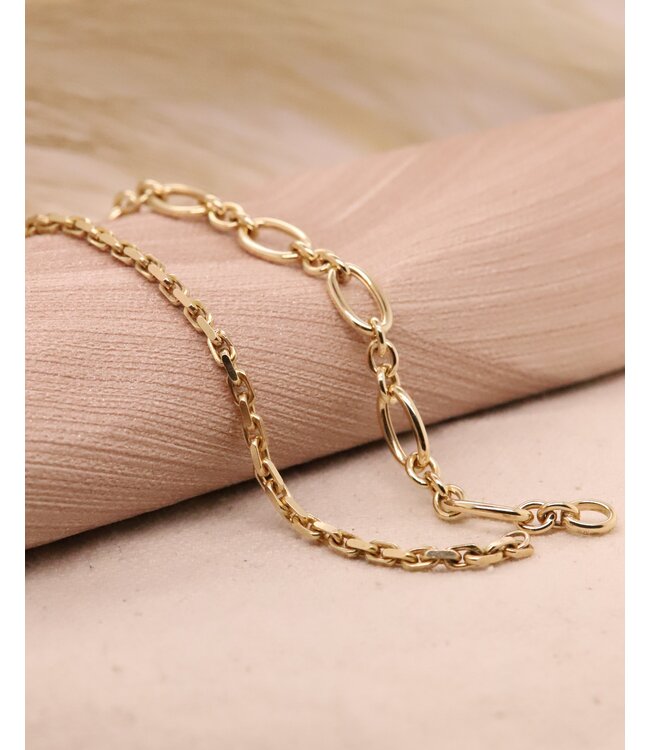 ROEMER geelgouden armband anker gediamanteerd 2.5/21cm