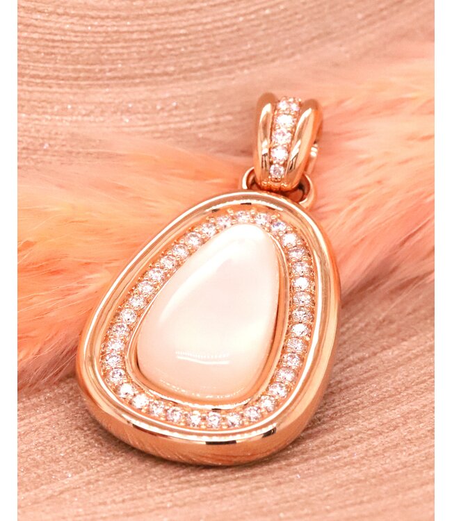 ROEMER hanger roségoud 18k met maansteen & briljant 0.96ct