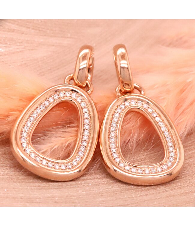 ROEMER oorhangers triangolo roségoud 18k met 0.91ct. briljant