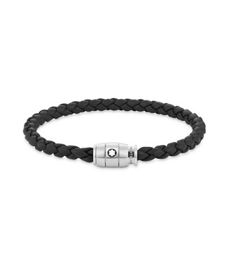 Montblanc Montblanc Armband Steel 3 rings closing and Black leather MB130896