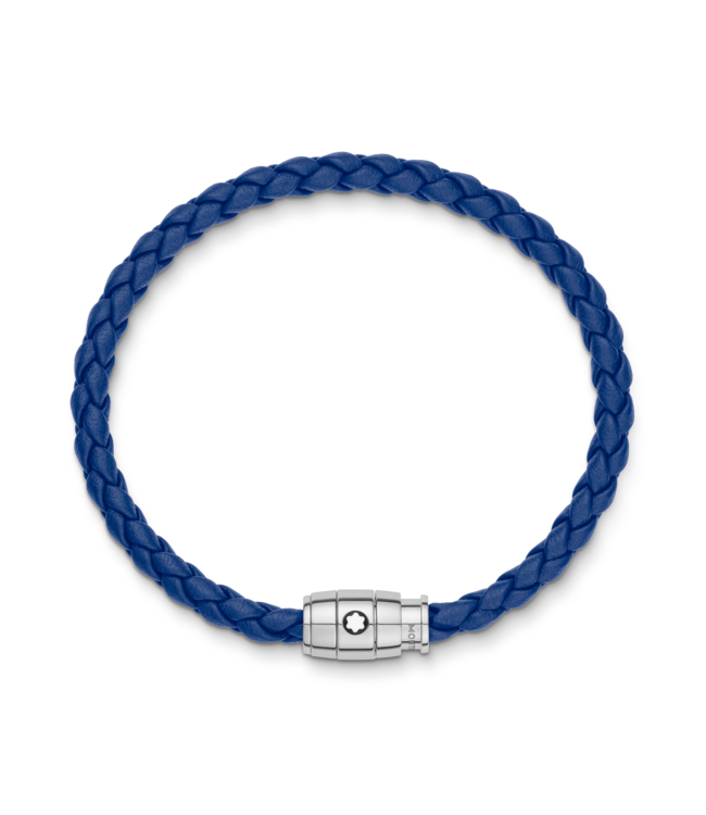 Montblanc Armband Steel 3 rings closing and Blue leather MB130898