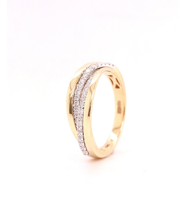 Passione 14K geel- met witgouden ring met diamant 0,35ct 56