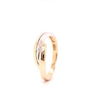 Passione Passione 14K geel- met witgouden ring met diamant 0,03ct 54