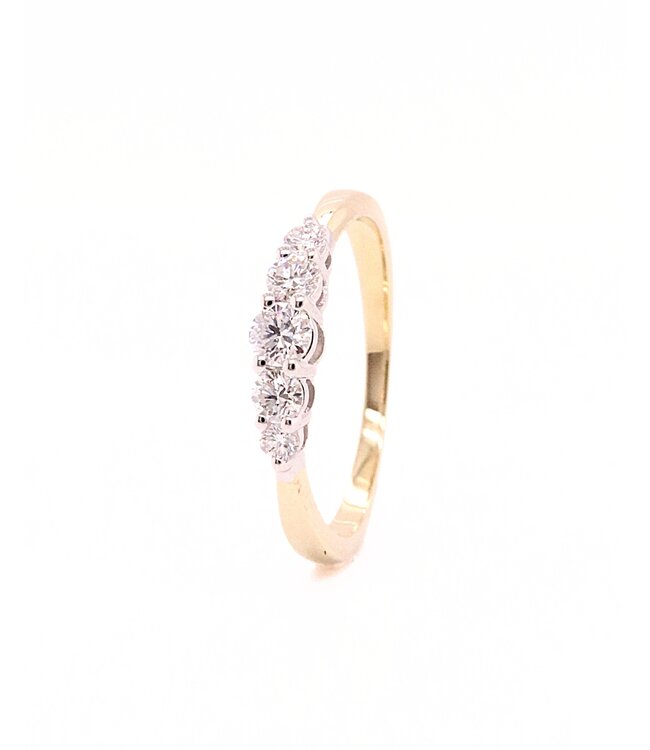 Passione 14k geel- met witgouden ring met diamant 0.08ct 51