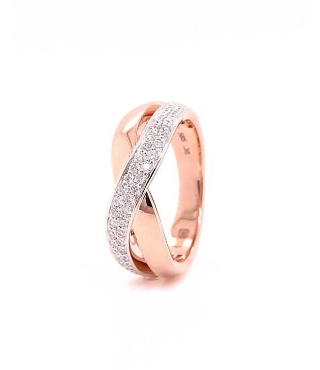 Passione 14k rose- met witgouden ring met diamant 0.36ct 54