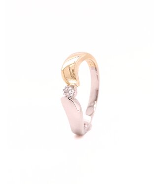 Passione Passione 14K geel- met witgouden ring met diamant 0,14ct 55