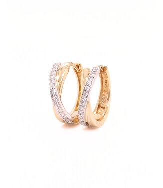 Passione Passione 14k geel- met witgouden oorringen met diamant 0,17ct