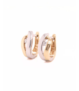 Passione Passione 14K geel- met witgouden oorringen met diamant 0,07ct