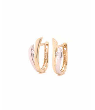 Passione Passione 14K Geel- met witgouden oorringen met diamant 0.04ct