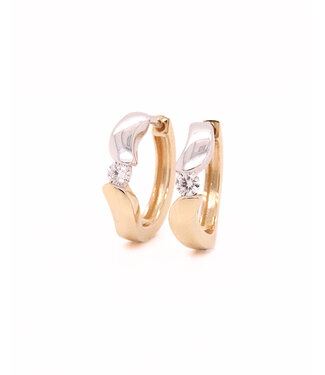 Passione Passione 14K geel- met witgouden oorstekers met diamant 0.16ct
