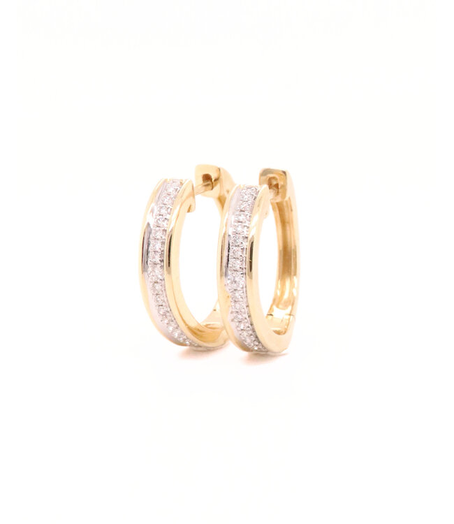 Passione 14k geelgouden oorringen met diamant 0,14ct