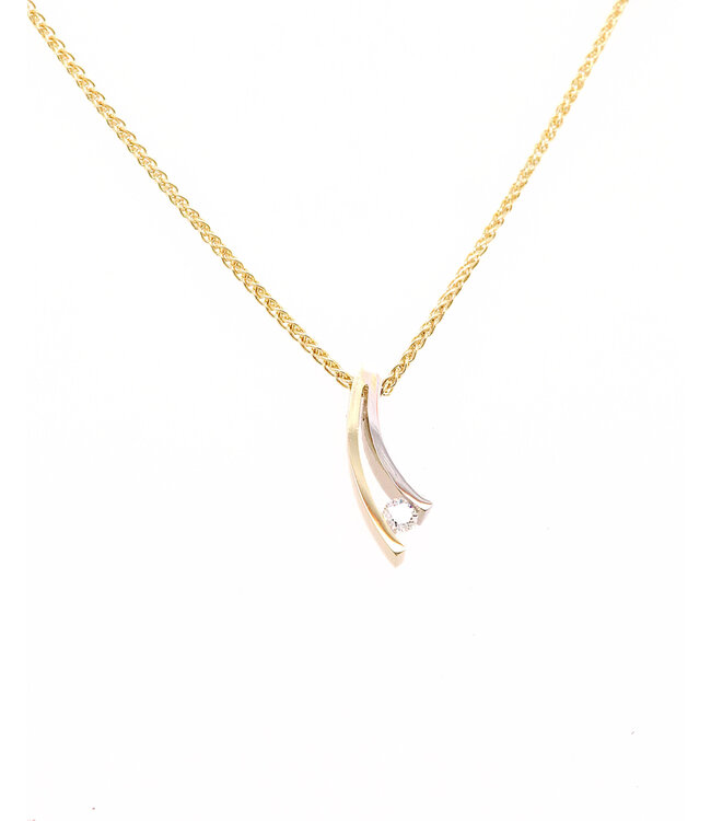 R&C Bicolor gouden hanger Victoire 14k met 0.10ct briljant HAN0038SIR010