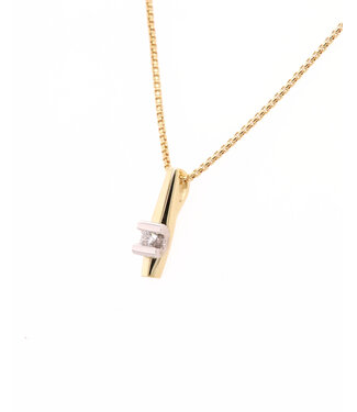 R&C R&C hanger Camille geel/witgoud 14k met briljant 0.10ct. R&C R&C hanger Camille geel/witgoud 14k met briljant 0.10ct.