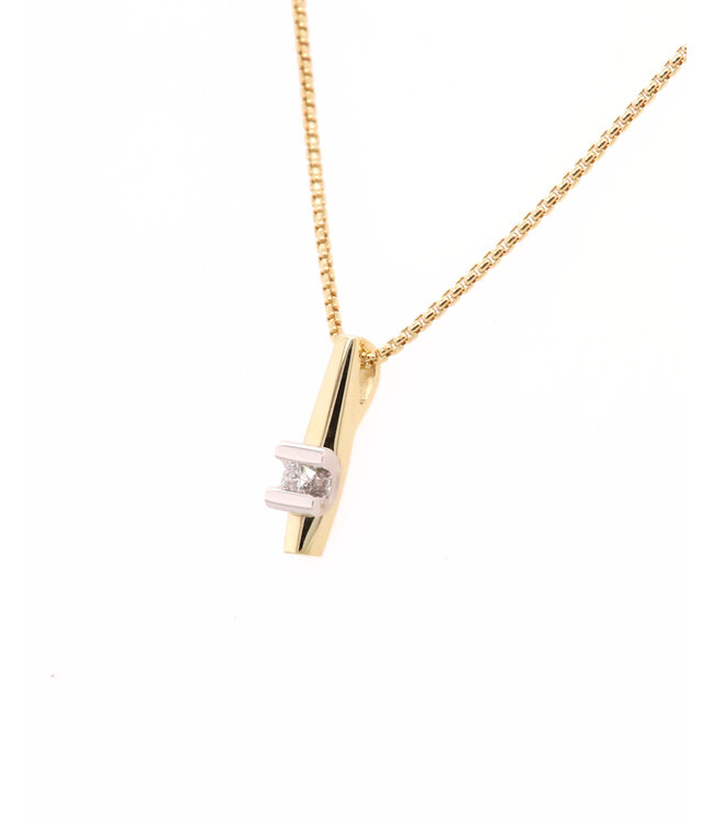 R&C hanger Camille geel/witgoud 14k met briljant 0.10ct.