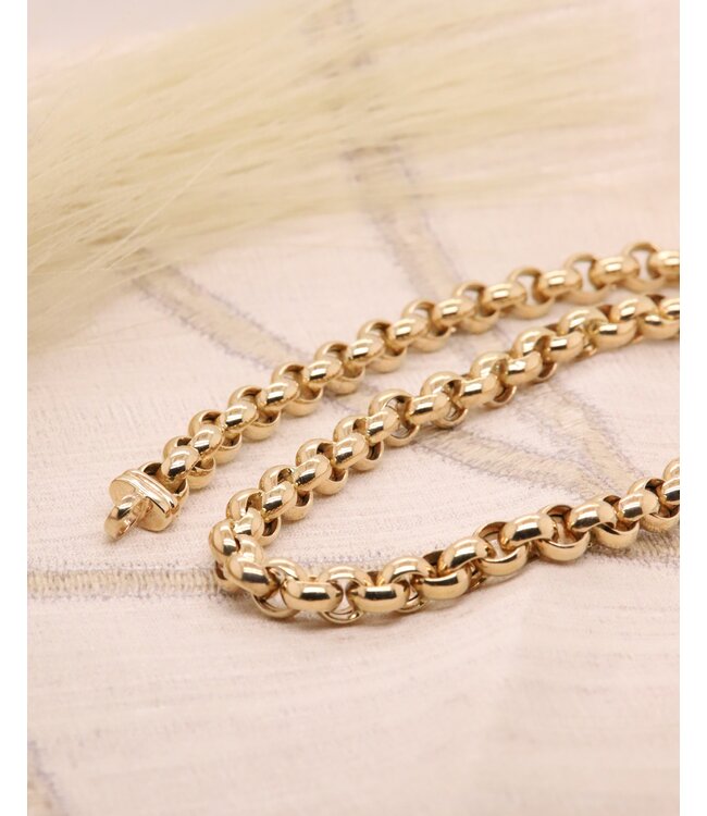 Monzario 14k geelgouden collier jasseron 7mm 50cm